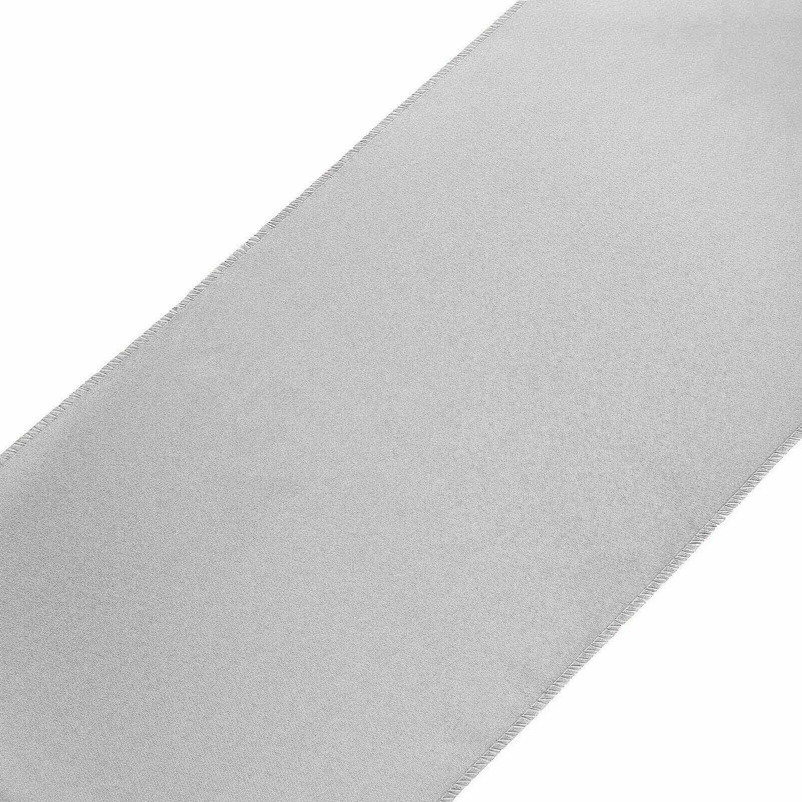 Polyester 12"x108" Table Runner Silver - Durable & Wrinkle - Resistant Table Decor - Linen Luxes