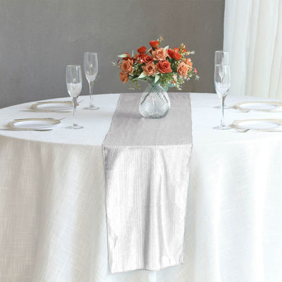 Polyester 12"x108" Table Runner Silver Shimmer Sequin Dots - Wrinkle-Free Finish Table Linen