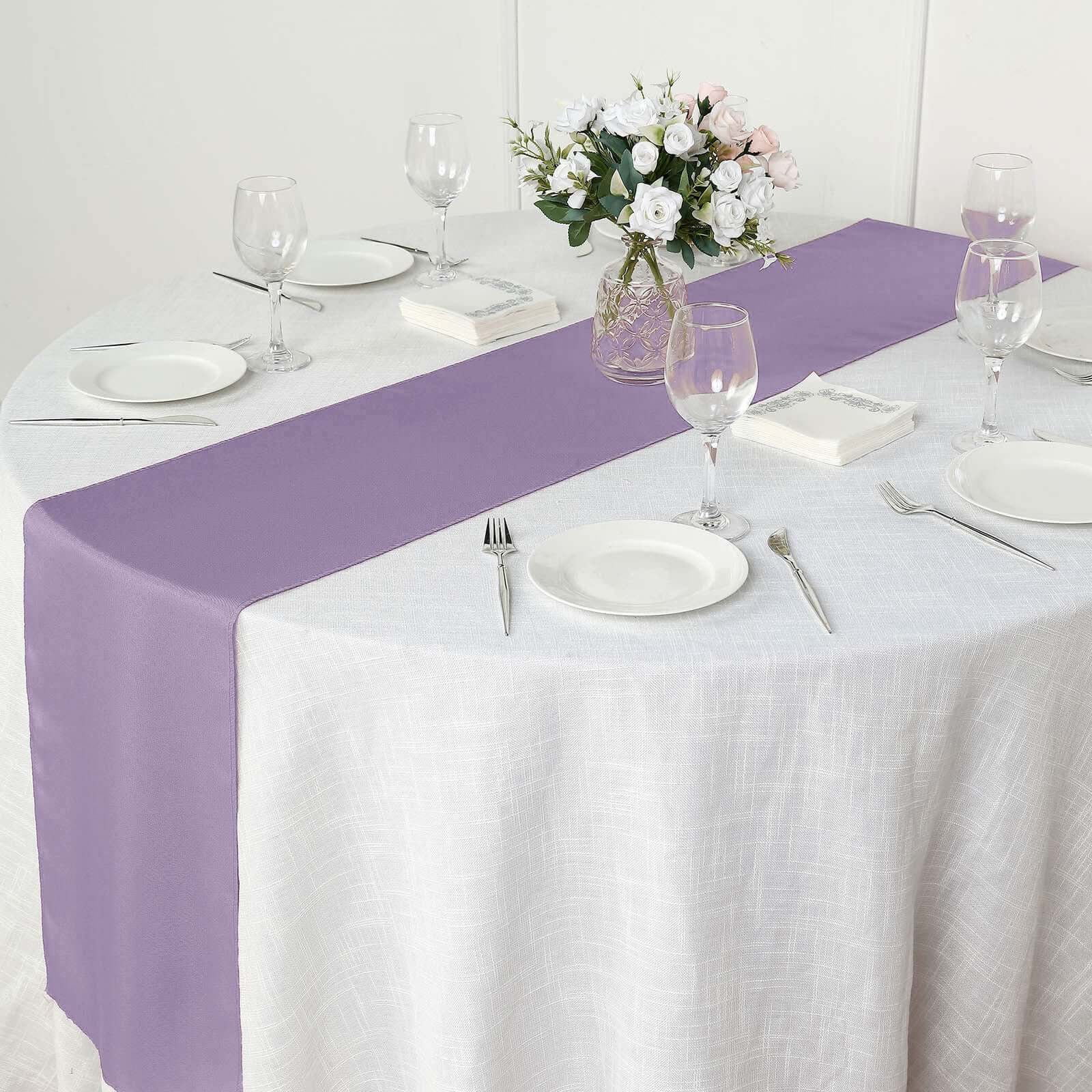 Polyester 12"x108" Table Runner Violet Amethyst - Durable & Wrinkle - Resistant Table Decor - Linen Luxes