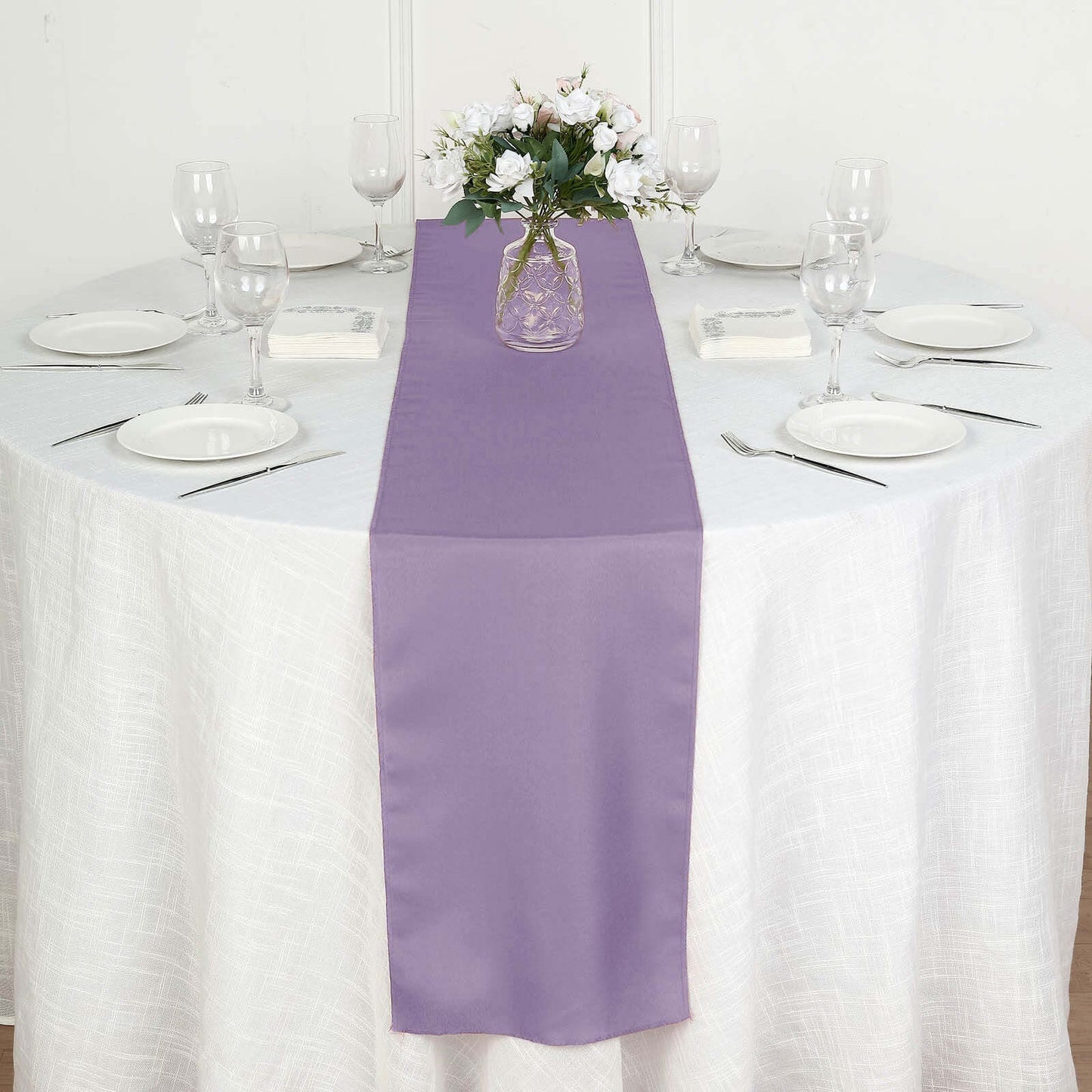 Polyester 12"x108" Table Runner Violet Amethyst - Durable & Wrinkle - Resistant Table Decor - Linen Luxes