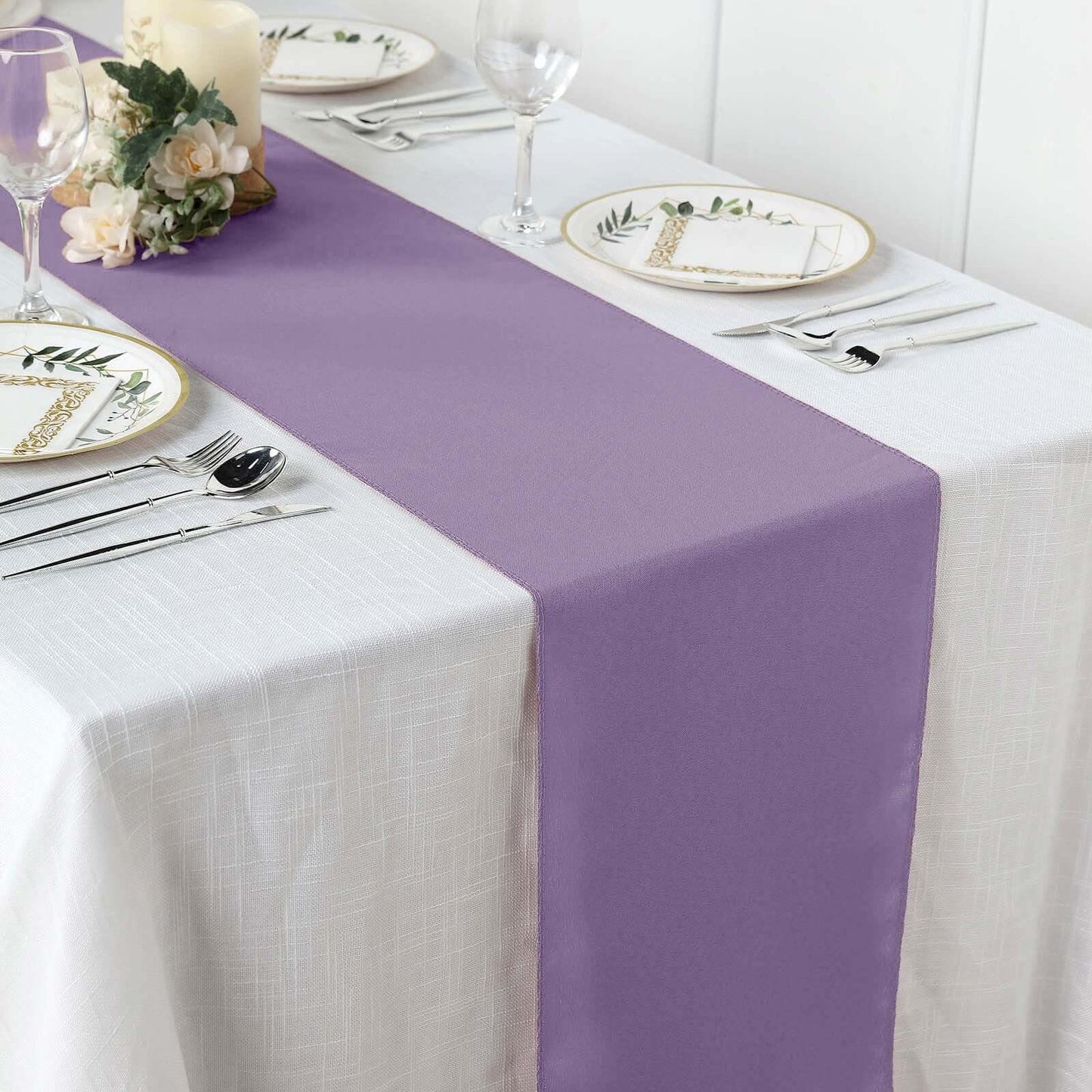 Polyester 12"x108" Table Runner Violet Amethyst - Durable & Wrinkle - Resistant Table Decor - Linen Luxes