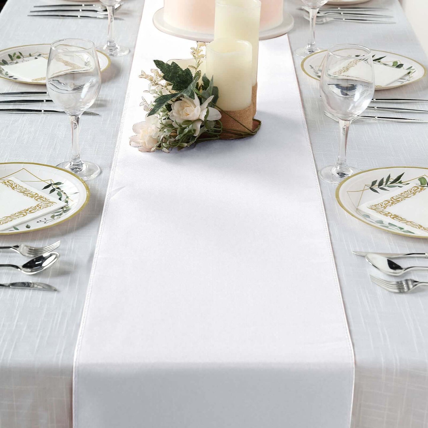 Polyester 12"x108" Table Runner White - Durable & Wrinkle - Resistant Table Decor for All Occasions - Linen Luxes