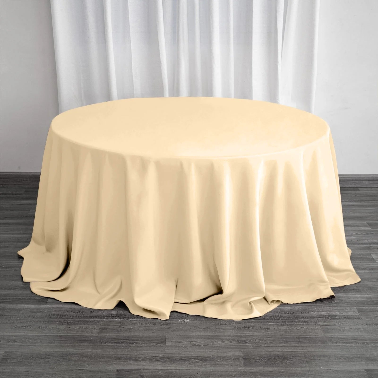 Polyester 132" Round Tablecloth Beige - Seamless Chic Table Cover - Linen Luxes