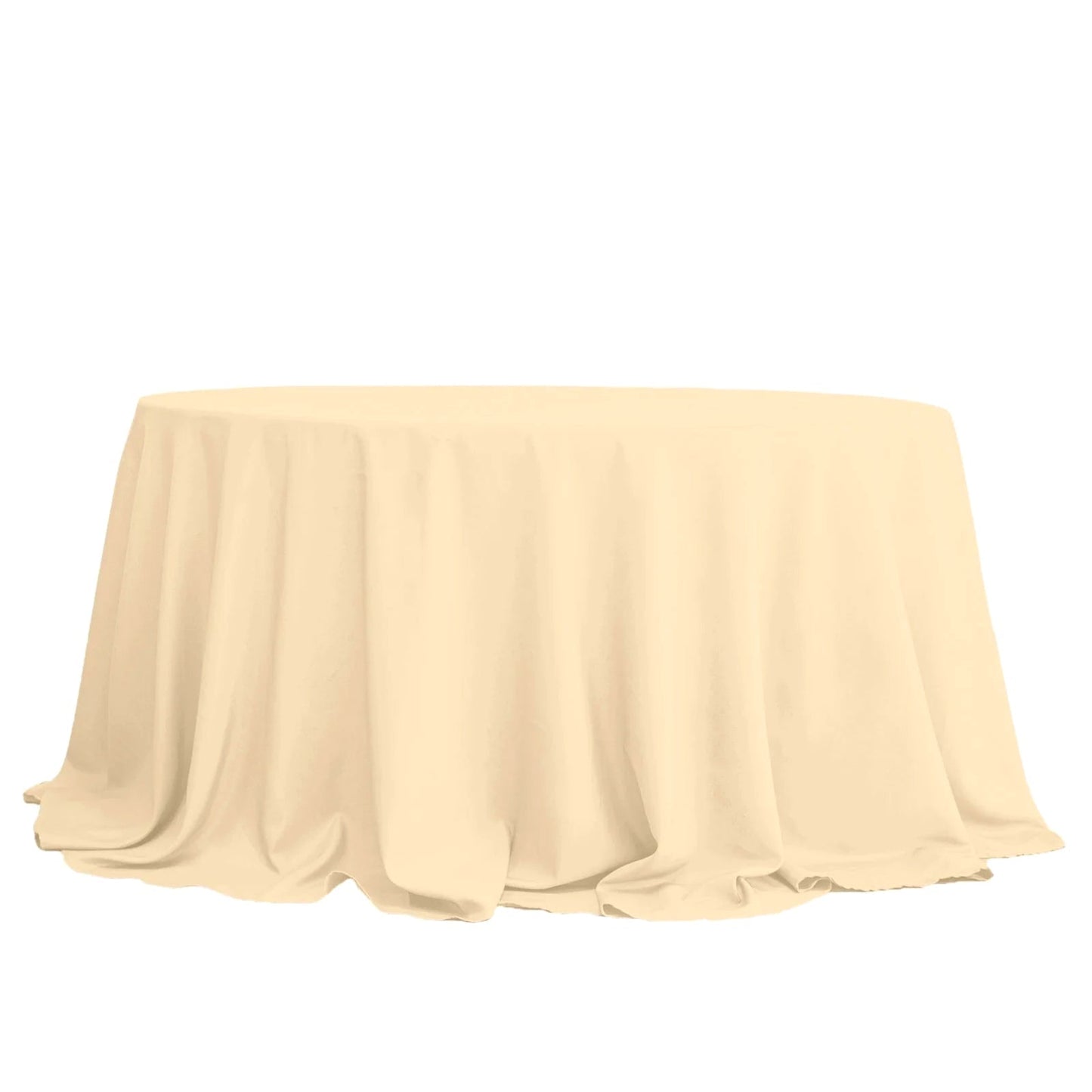 Polyester 132" Round Tablecloth Beige - Seamless Chic Table Cover - Linen Luxes