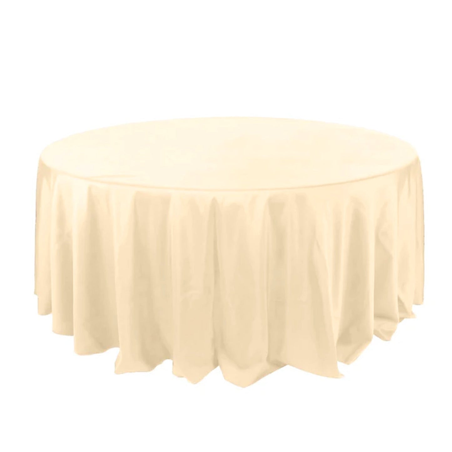 Polyester 132" Round Tablecloth Beige - Seamless Chic Table Cover - Linen Luxes
