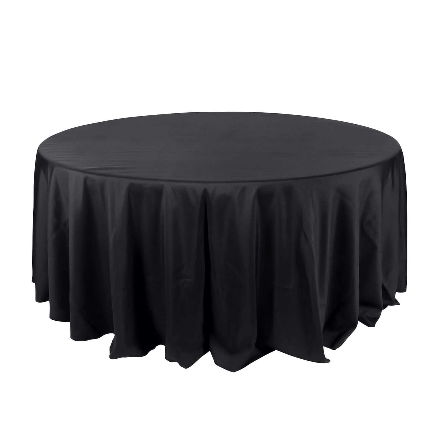 Polyester 132" Round Tablecloth Black - Seamless Chic Design for Grand Celebrations - Linen Luxes