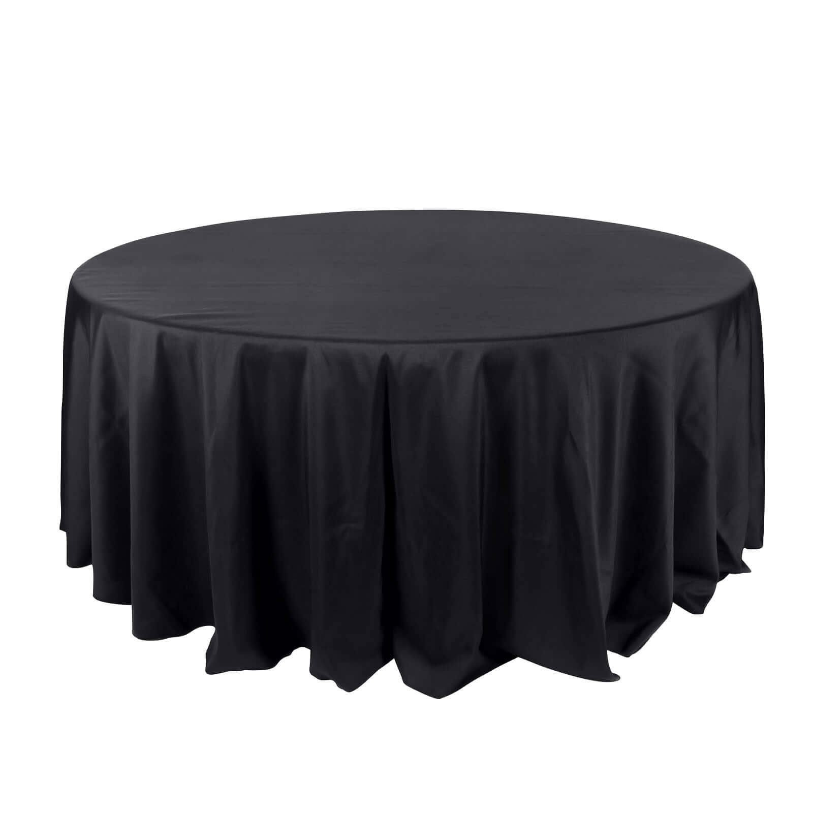 Polyester 132" Round Tablecloth Black - Seamless Chic Design for Grand Celebrations - Linen Luxes