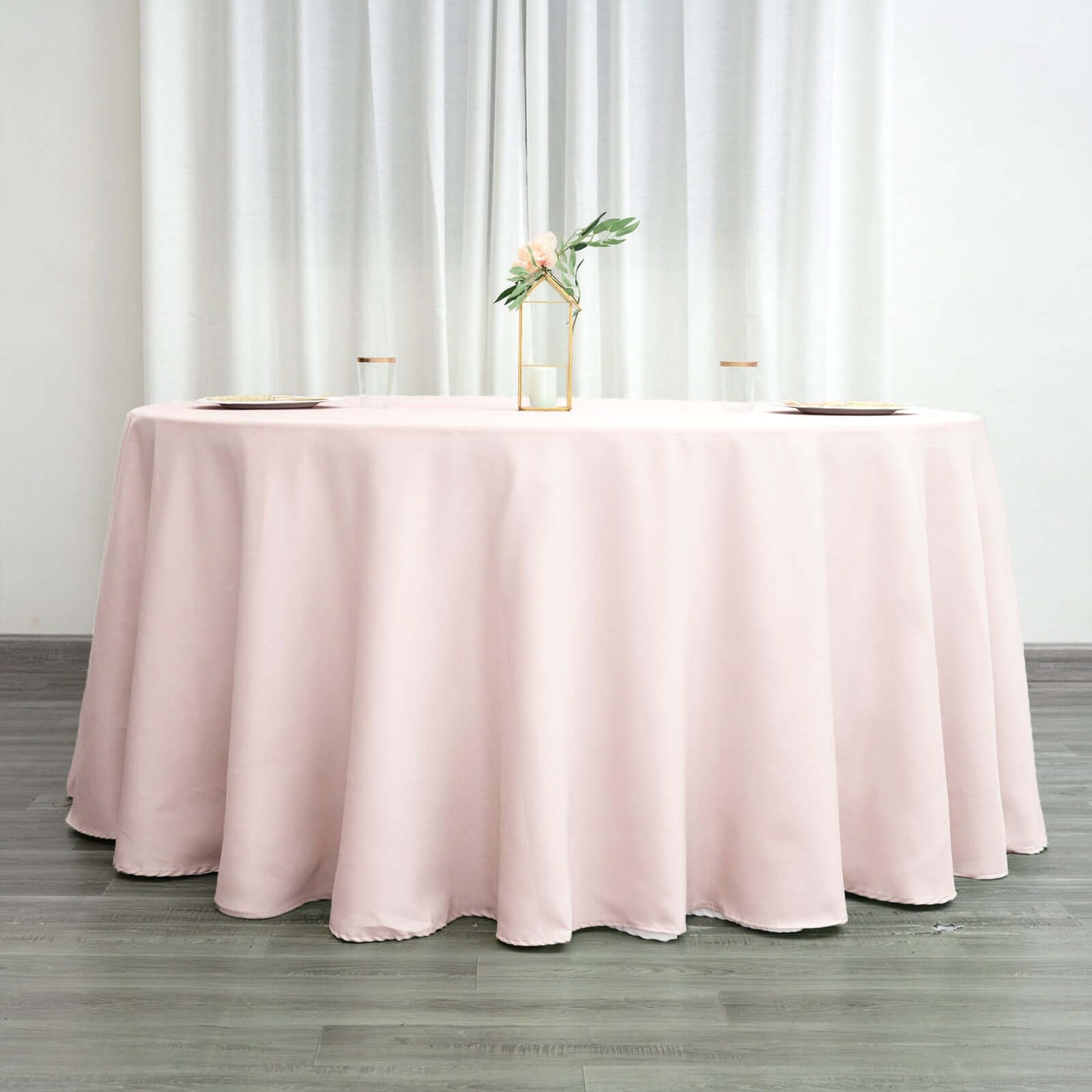 Polyester 132" Round Tablecloth Blush - Seamless Chic Table Cover - Linen Luxes