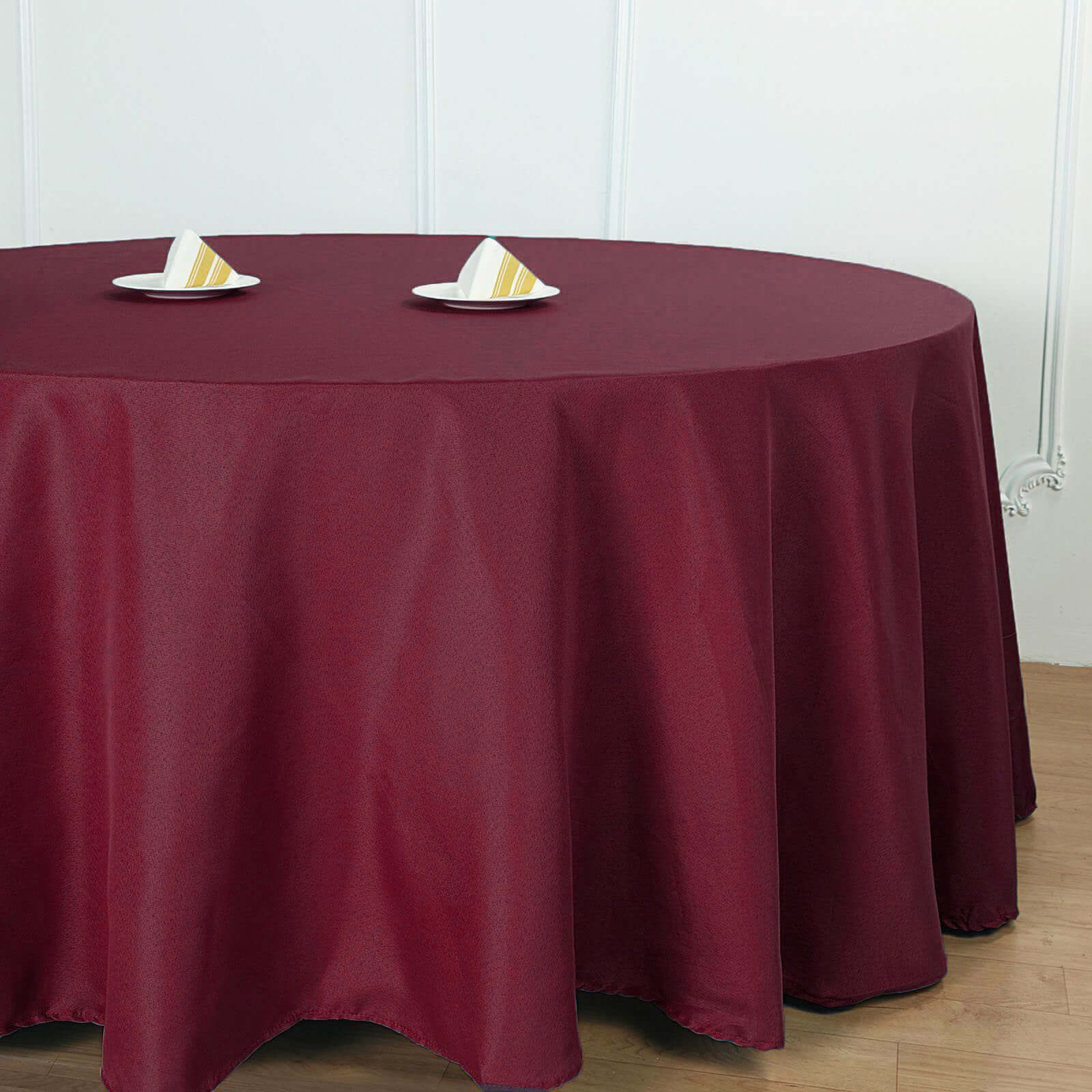 Polyester 132" Round Tablecloth Burgundy - Seamless Chic Design Table Cover - Linen Luxes