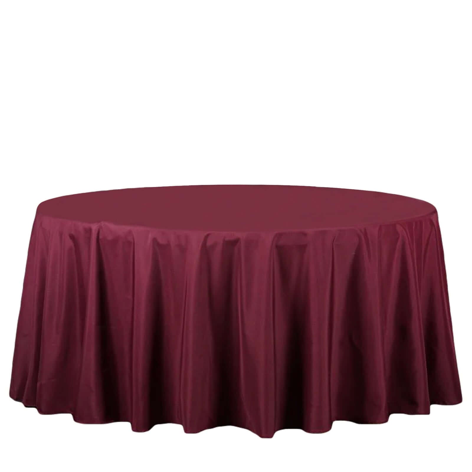 Polyester 132" Round Tablecloth Burgundy - Seamless Chic Design Table Cover - Linen Luxes