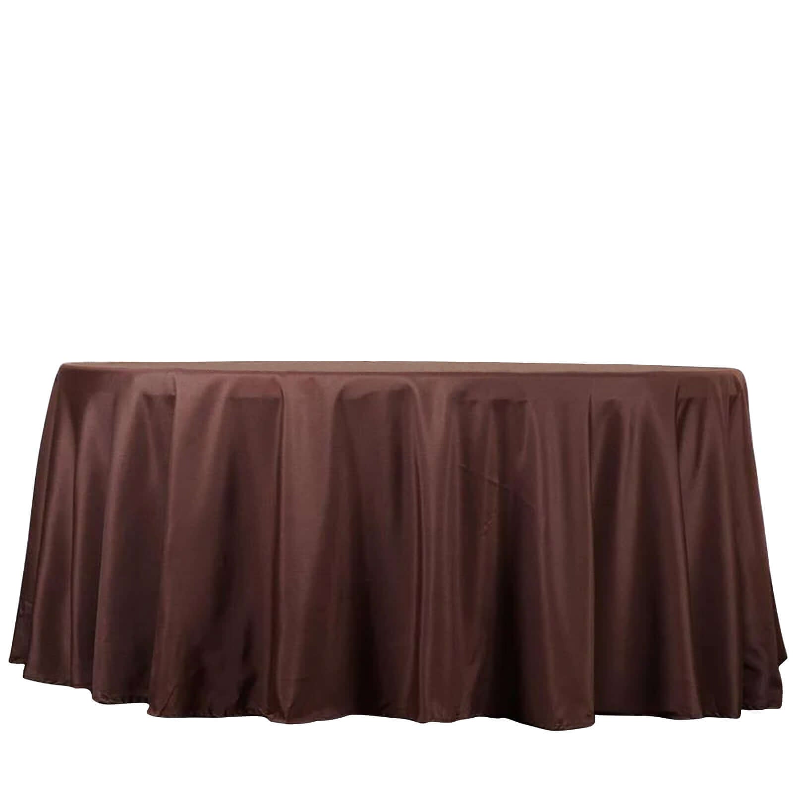 Polyester 132" Round Tablecloth Chocolate - Seamless Chic Table Cover - Linen Luxes