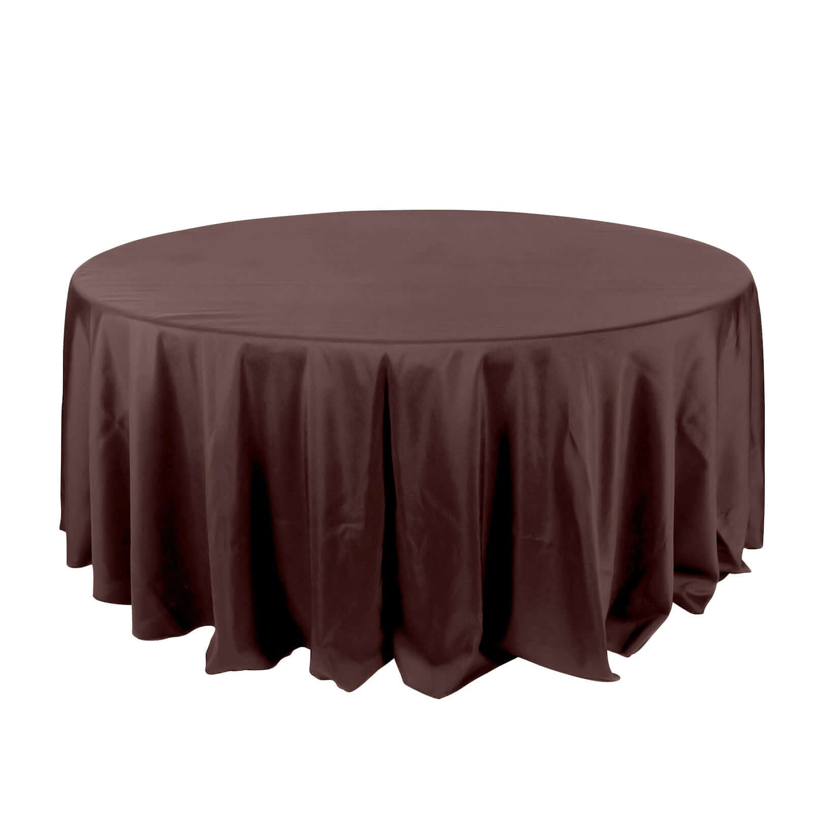 Polyester 132" Round Tablecloth Chocolate - Seamless Chic Table Cover - Linen Luxes