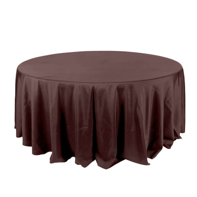 Polyester 132" Round Tablecloth Chocolate - Seamless Chic Table Cover - Linen Luxes