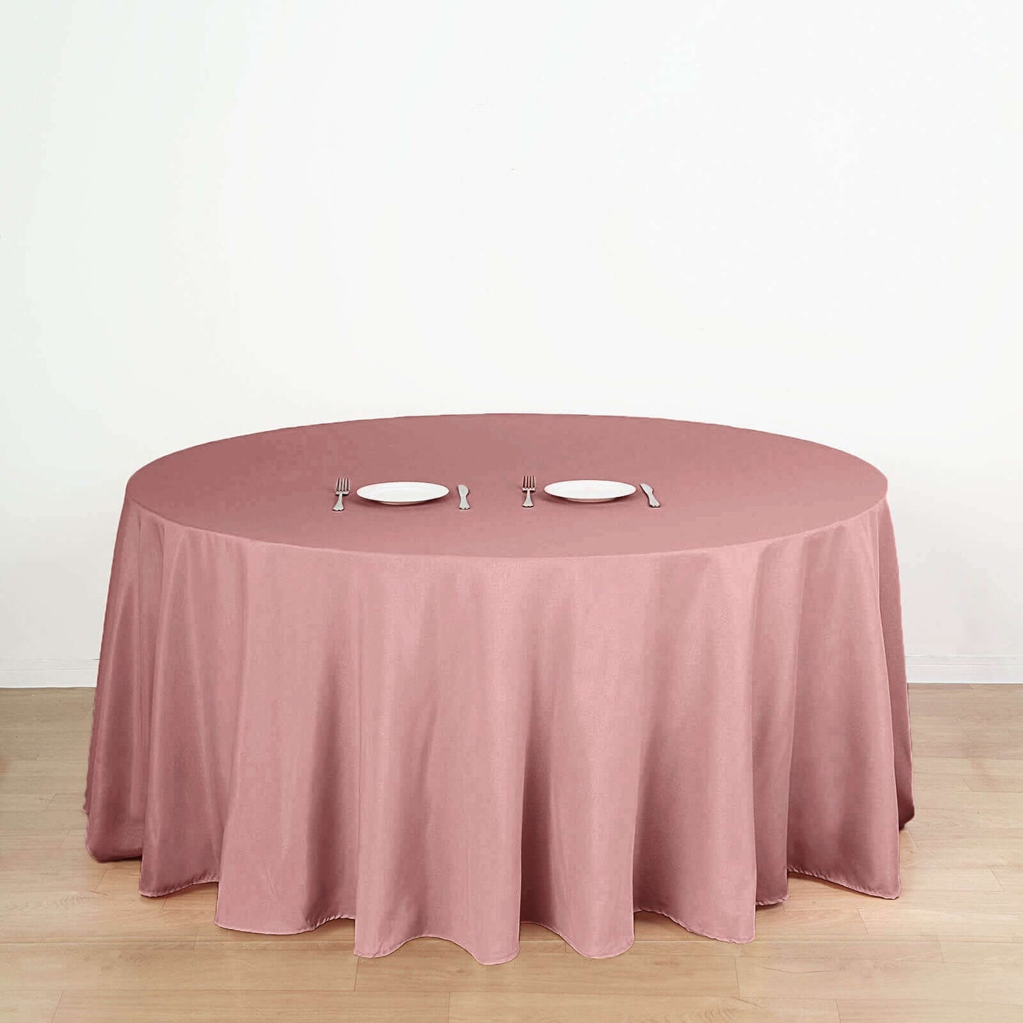 Polyester 132" Round Tablecloth Dusty Rose - Seamless Chic Table Cover - Linen Luxes