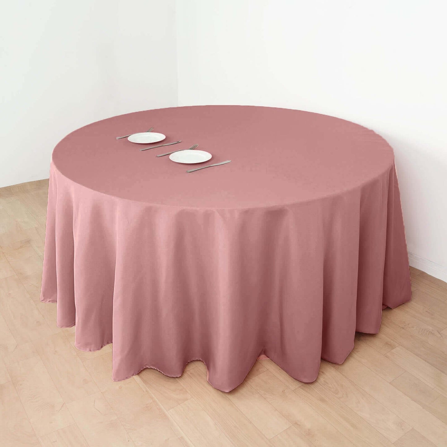 Polyester 132" Round Tablecloth Dusty Rose - Seamless Chic Table Cover - Linen Luxes
