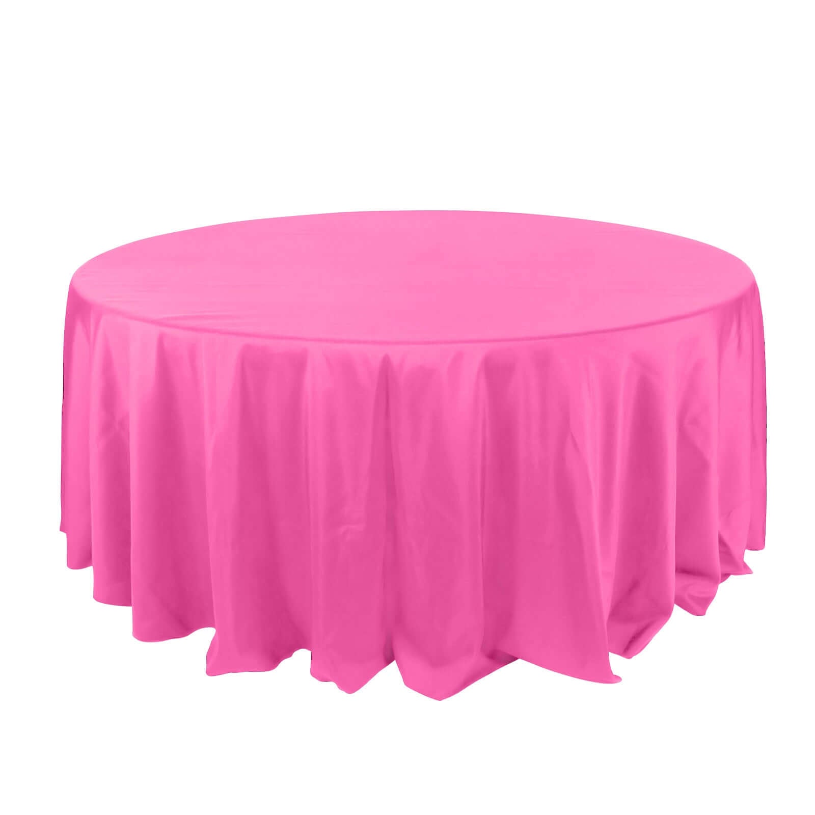 Polyester 132" Round Tablecloth Fuchsia - Seamless Chic Table Cover - Linen Luxes