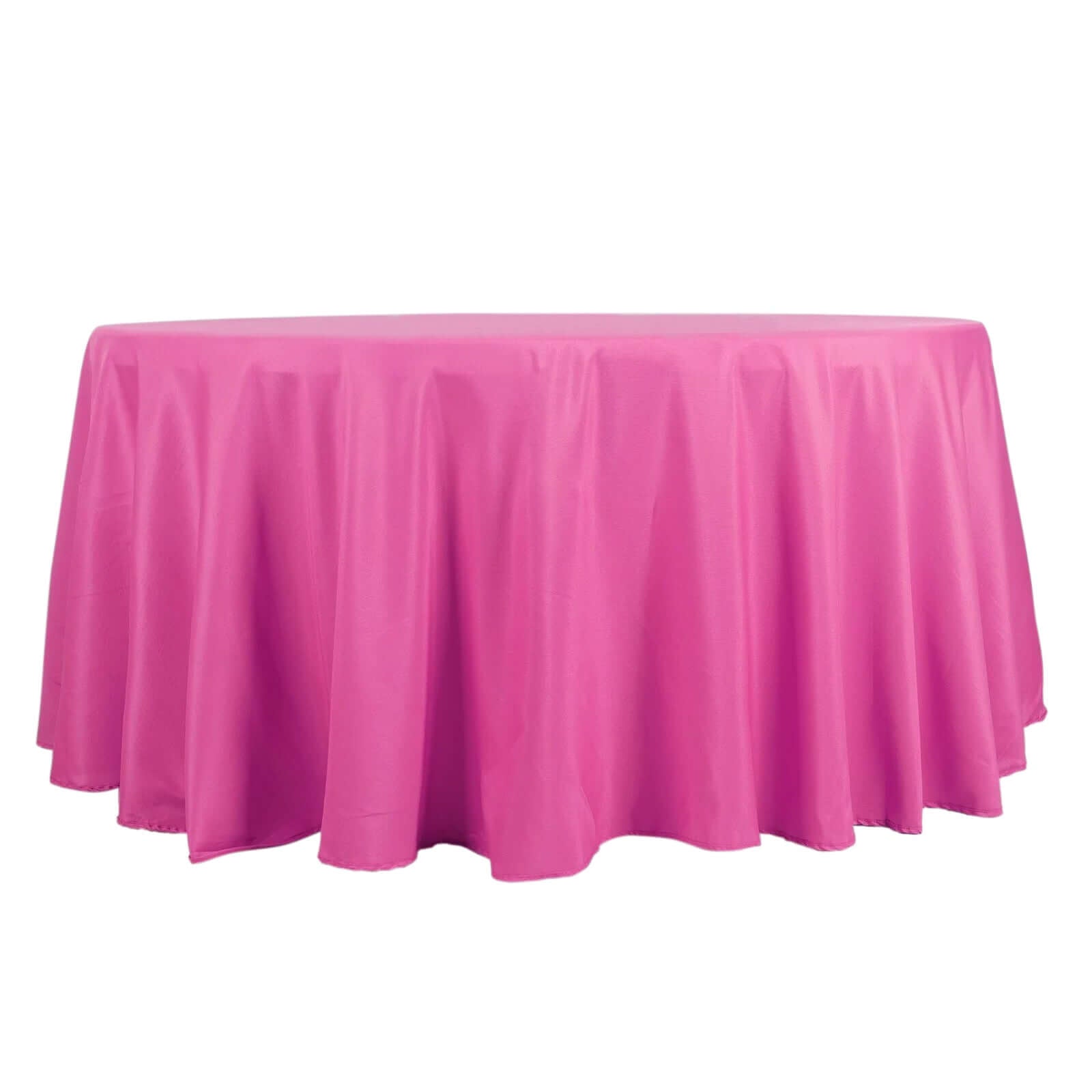 Polyester 132" Round Tablecloth Fuchsia - Seamless Chic Table Cover - Linen Luxes