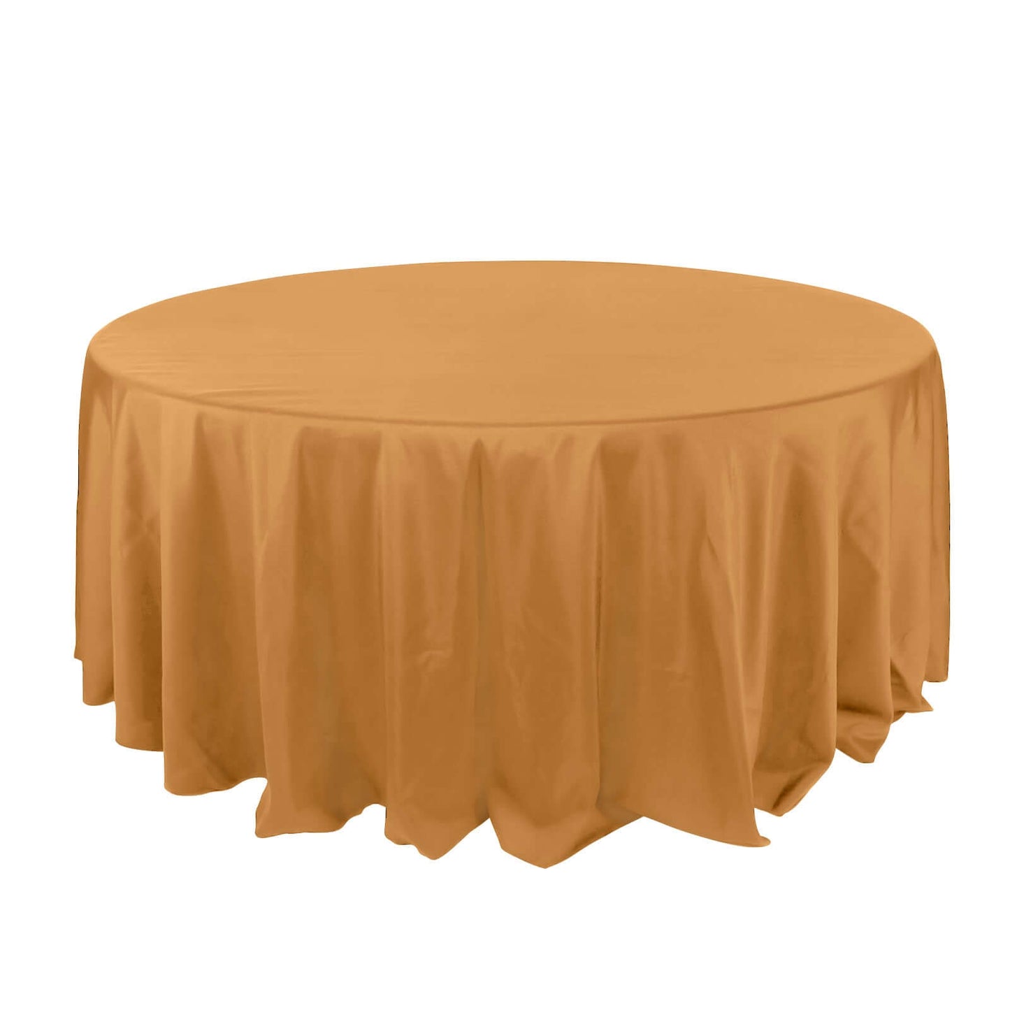 Polyester 132" Round Tablecloth Gold - Seamless Chic Design for Grand Celebrations - Linen Luxes