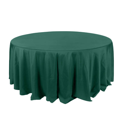 Polyester 132" Round Tablecloth Hunter Emerald Green - Seamless Chic Table Cover