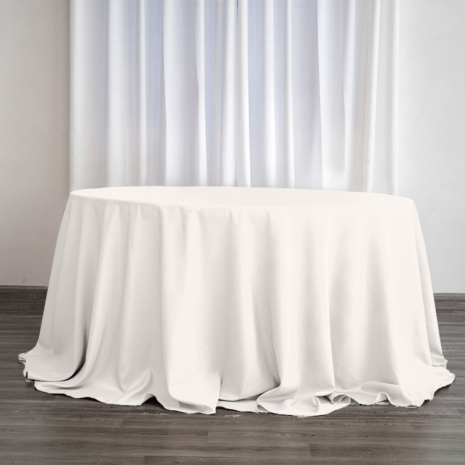 Polyester 132" Round Tablecloth Ivory - Seamless Chic Design Table Cover - Linen Luxes