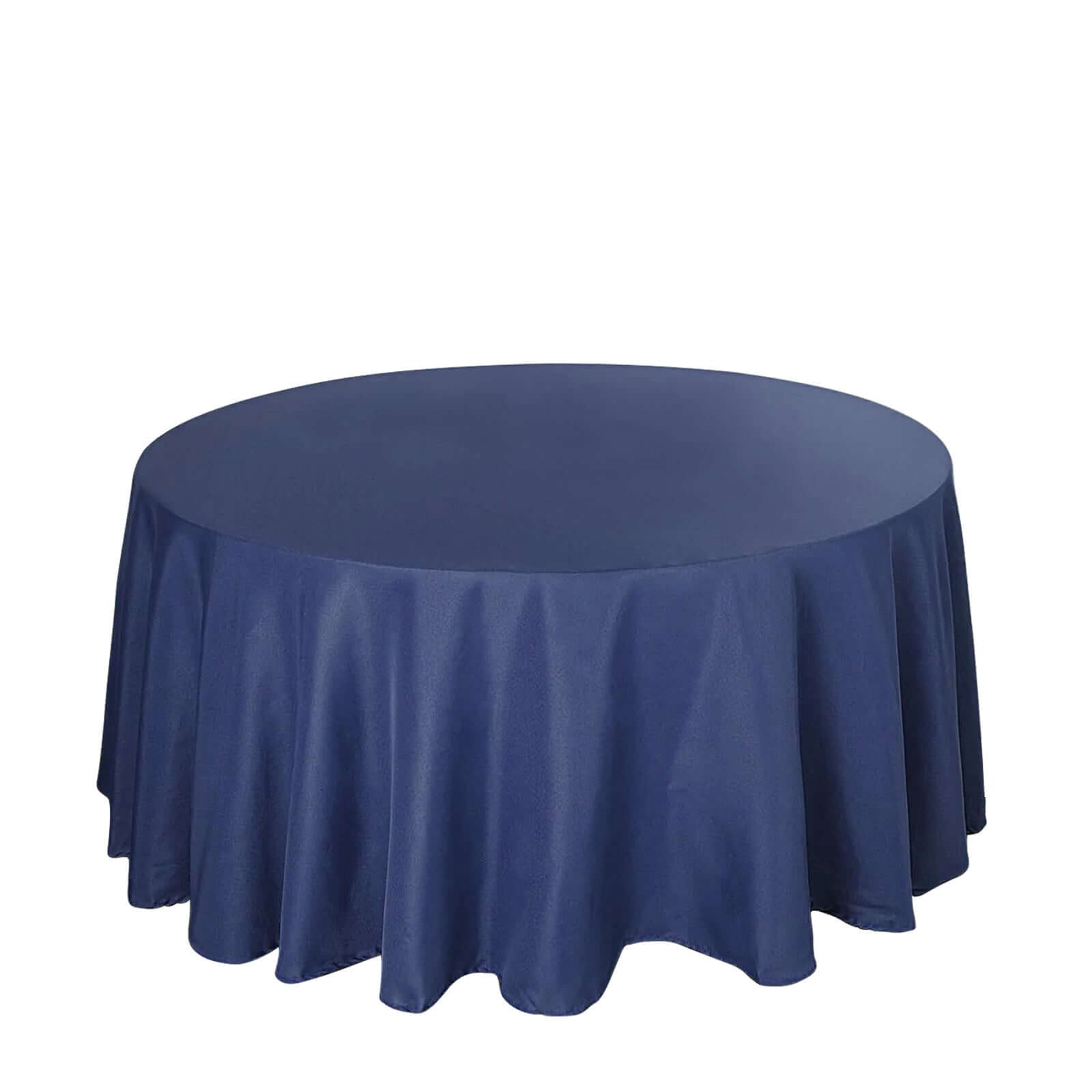 Polyester 132" Round Tablecloth Navy Blue - Seamless Chic Table Cover - Linen Luxes