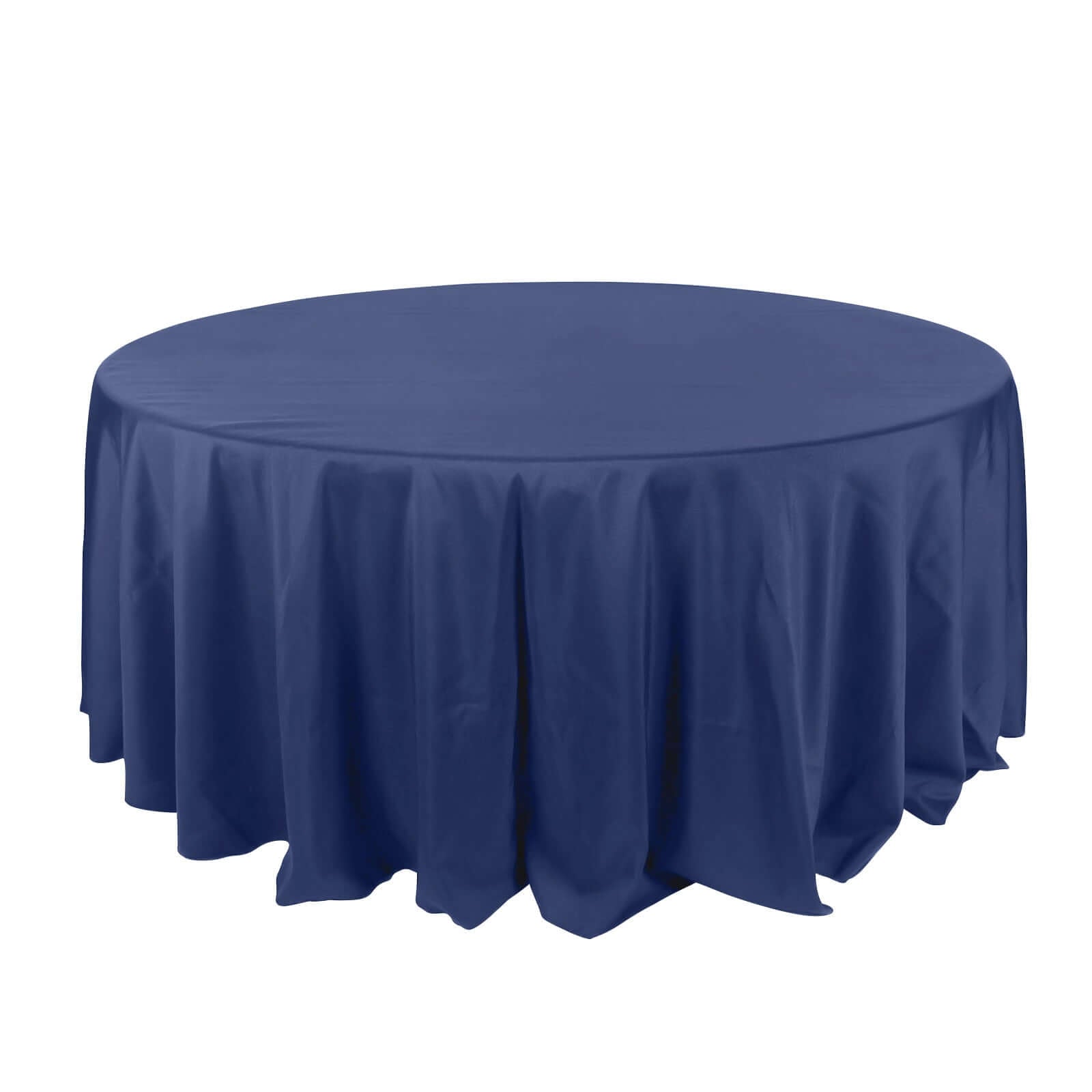 Polyester 132" Round Tablecloth Navy Blue - Seamless Chic Table Cover - Linen Luxes