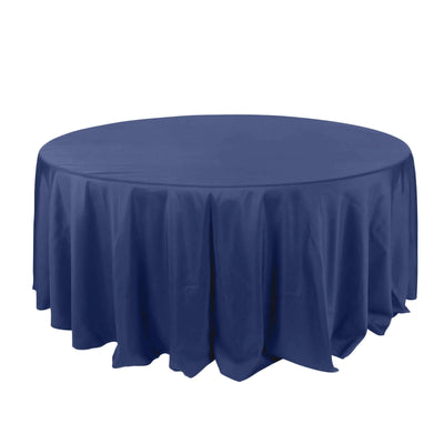 Polyester 132" Round Tablecloth Navy Blue - Seamless Chic Table Cover - Linen Luxes