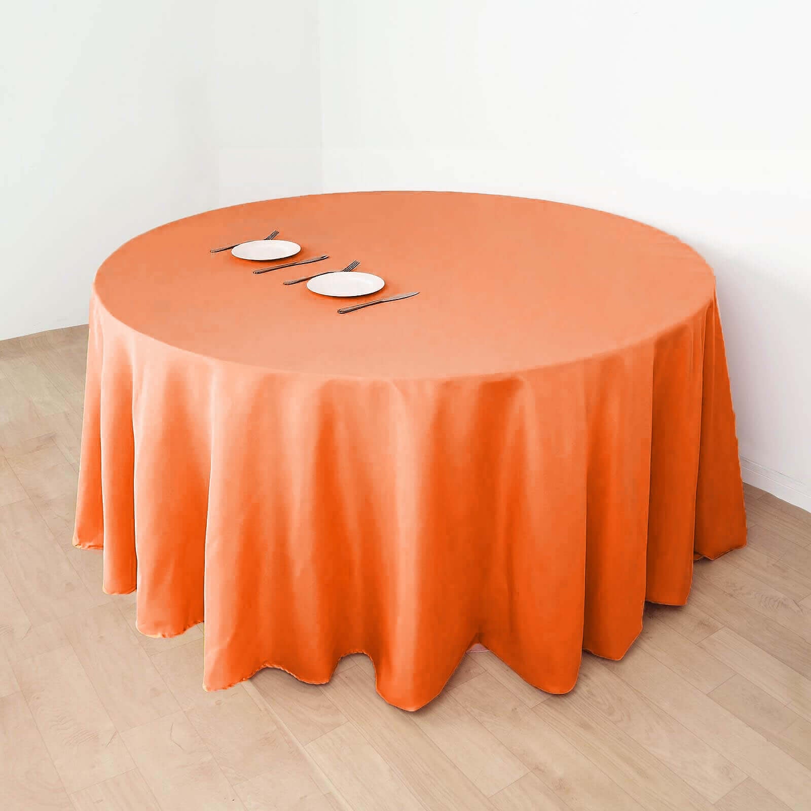 Polyester 132" Round Tablecloth Orange - Seamless Chic Table Cover - Linen Luxes