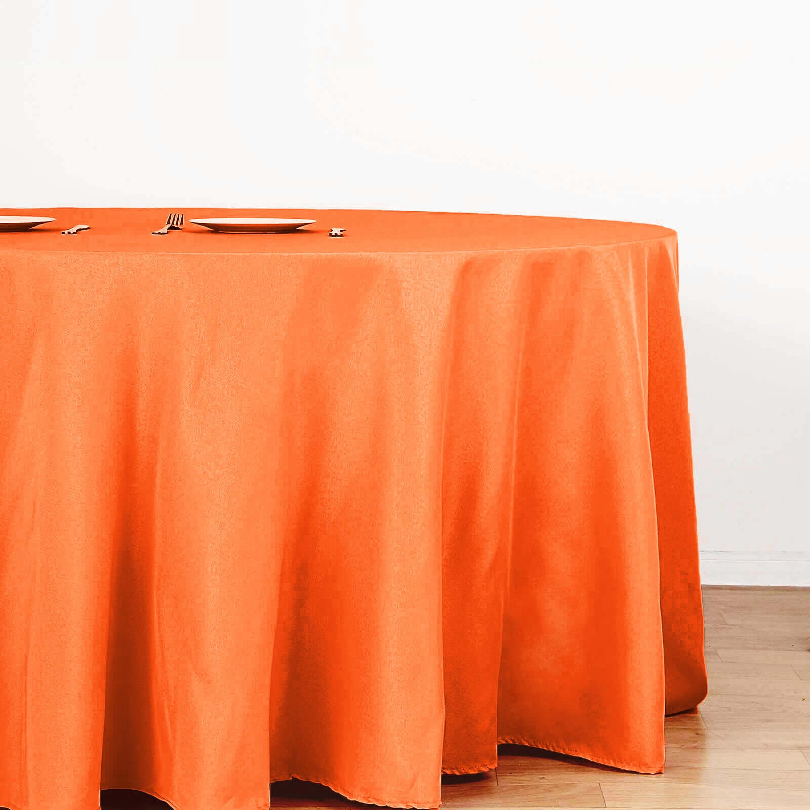 Polyester 132" Round Tablecloth Orange - Seamless Chic Table Cover - Linen Luxes