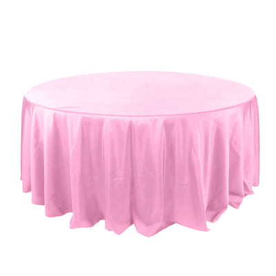 Polyester 132" Round Tablecloth Pink - Seamless Chic Table Cover - Linen Luxes