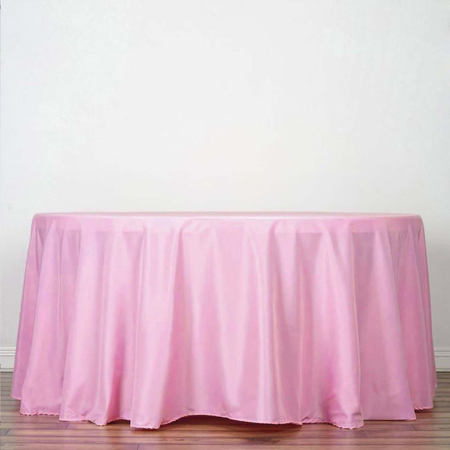 Polyester 132" Round Tablecloth Pink - Seamless Chic Table Cover - Linen Luxes