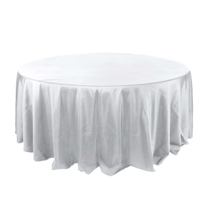 Polyester 132" Round Tablecloth Silver - Seamless Chic Table Cover - Linen Luxes