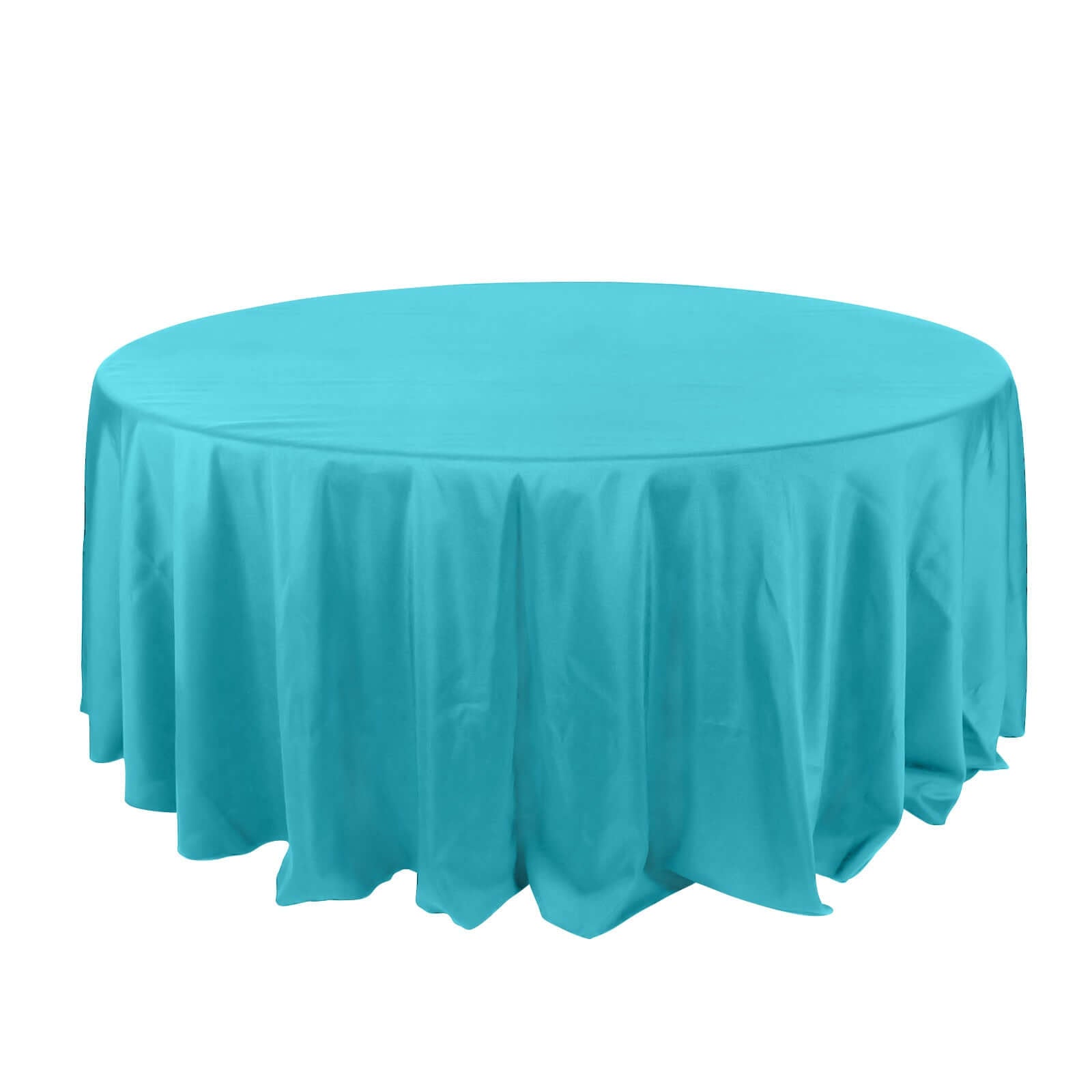 Polyester 132" Round Tablecloth Turquoise - Seamless Chic Table Cover - Linen Luxes