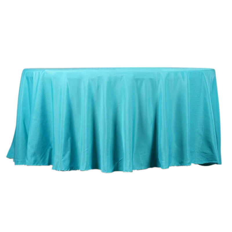 Polyester 132" Round Tablecloth Turquoise - Seamless Chic Table Cover - Linen Luxes