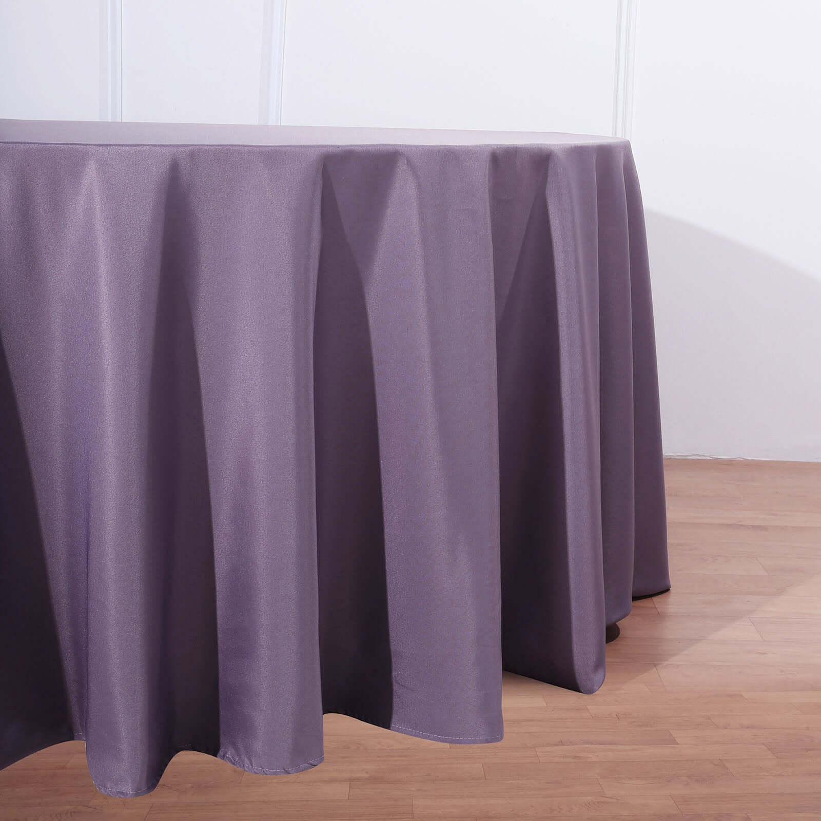 Polyester 132" Round Tablecloth Violet Amethyst - Seamless Chic Table Cover - Linen Luxes