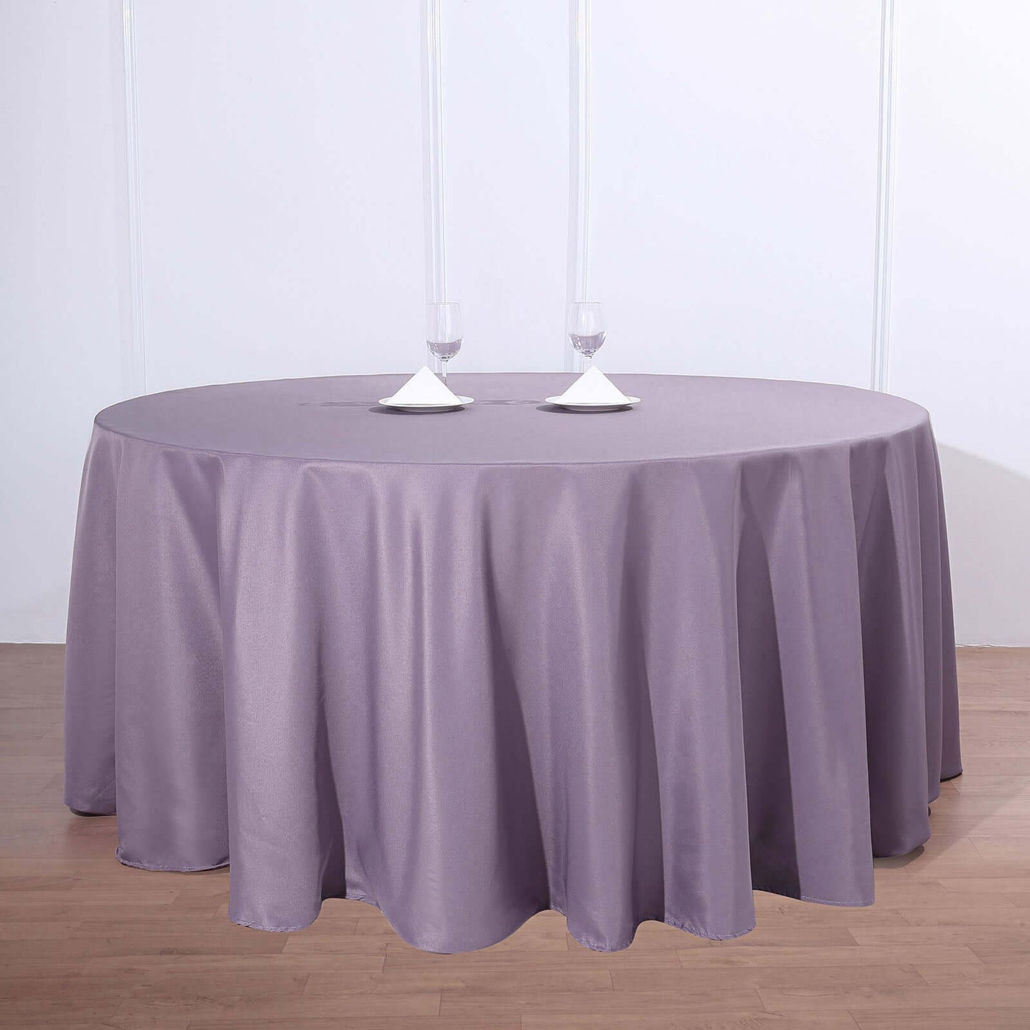 Polyester 132" Round Tablecloth Violet Amethyst - Seamless Chic Table Cover - Linen Luxes