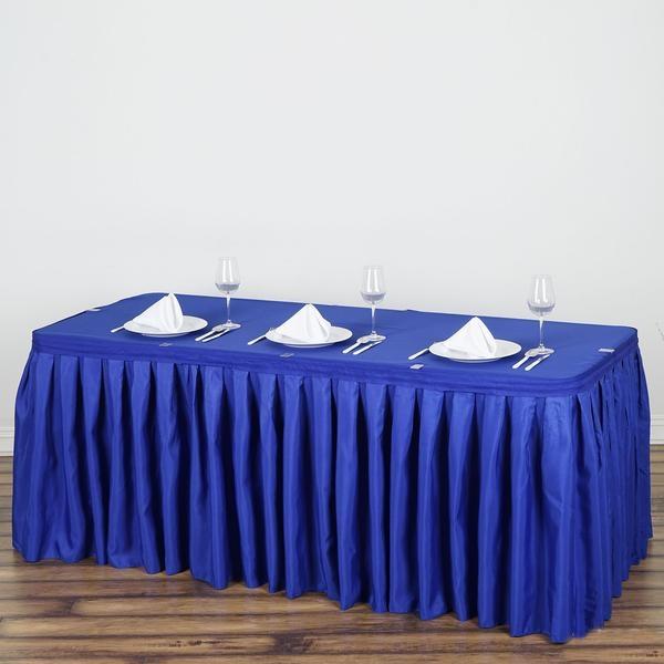 Polyester 14ft Table Skirt Royal Blue - Classic Pleated Design - Linen Luxes