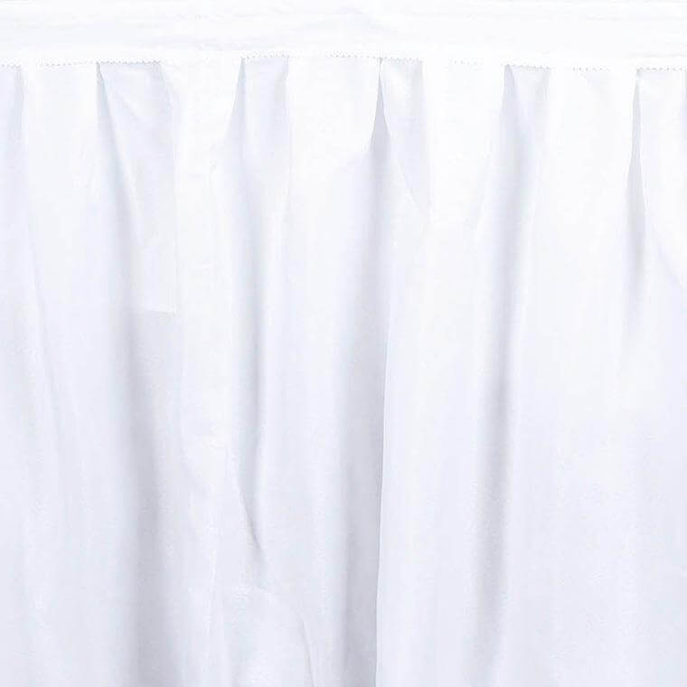 Polyester 14ft Table Skirt White - Classic Pleated Design for Weddings & Events - Linen Luxes