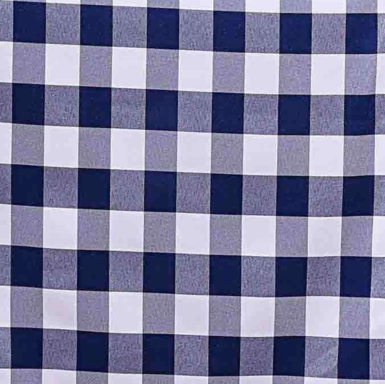 Polyester 14"x108" Table Runner Navy Blue/White - Gingham Plaid Design - Linen Luxes