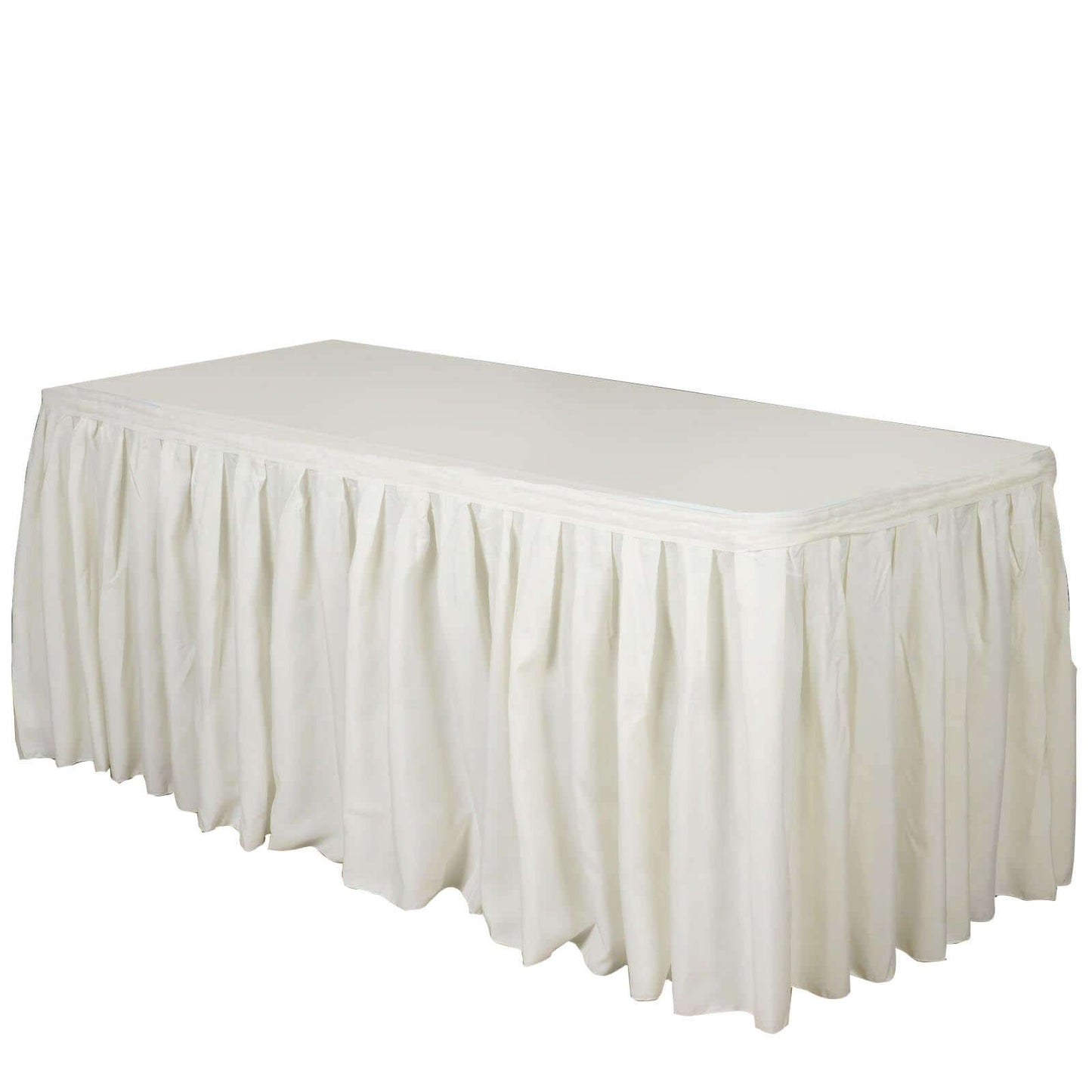 Polyester 17ft Table Skirt Ivory - Classic Pleated Design - Linen Luxes