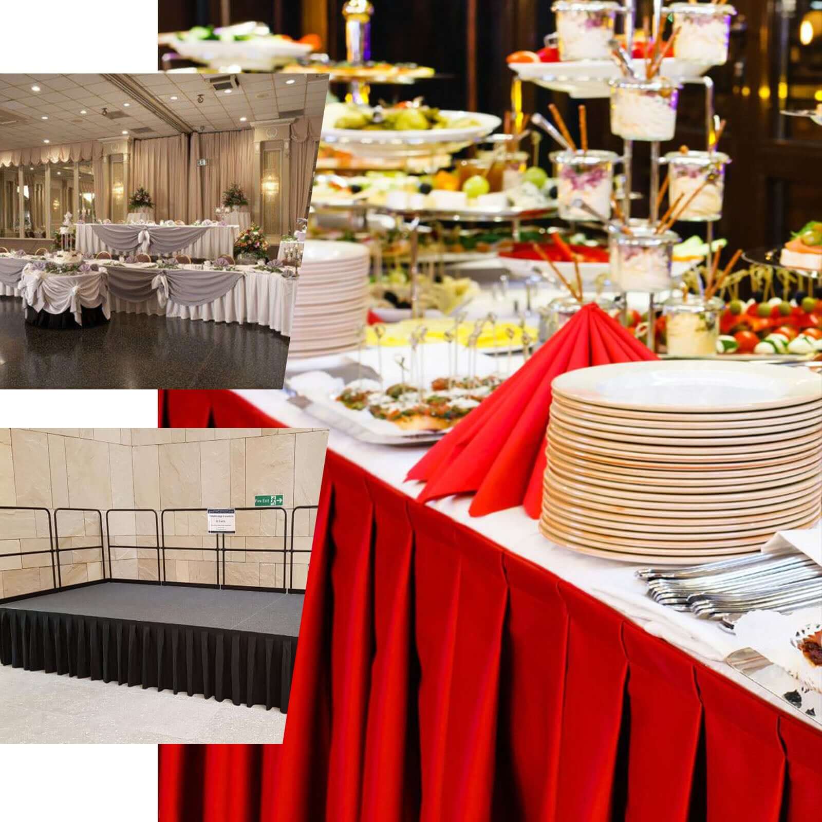 Polyester 17ft Table Skirt Ivory - Classic Pleated Design - Linen Luxes