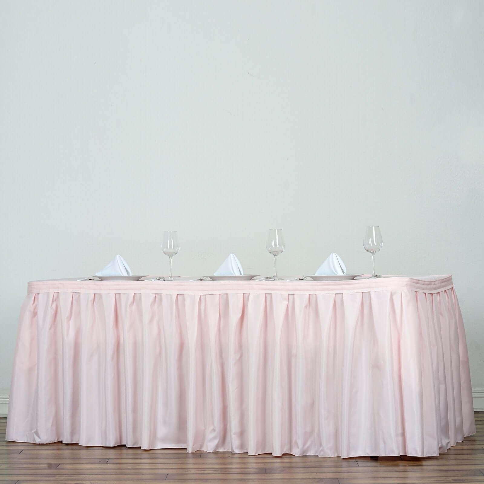 Polyester 21ft Table Skirt Blush - Classic Pleated Design - Linen Luxes