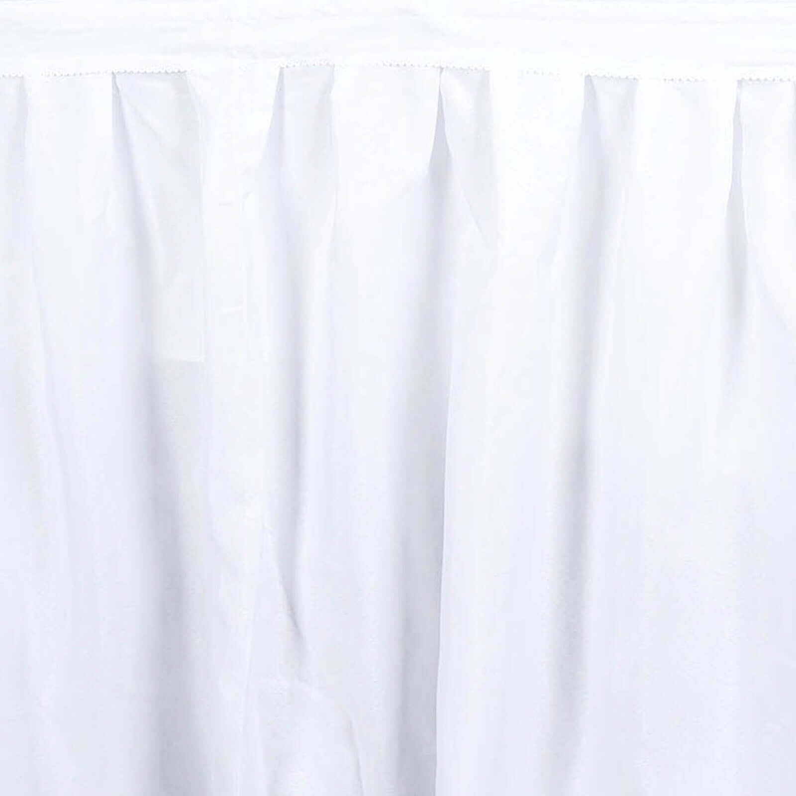 Polyester 21ft Table Skirt White - Classic Pleated Design for Weddings & Events - Linen Luxes