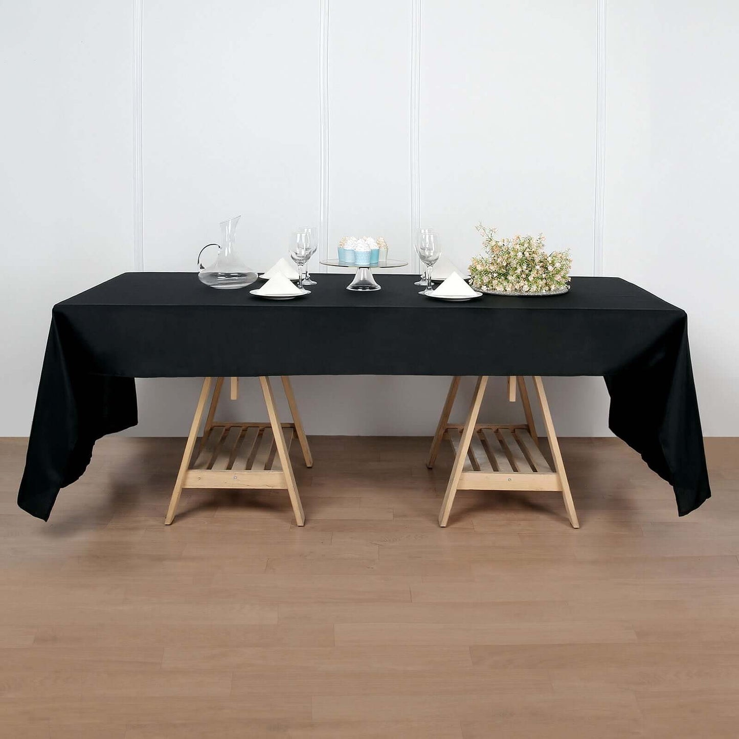 Polyester 50"x120" Rectangle Tablecloth Black - Wrinkle - Resistant Table Cover - Linen Luxes