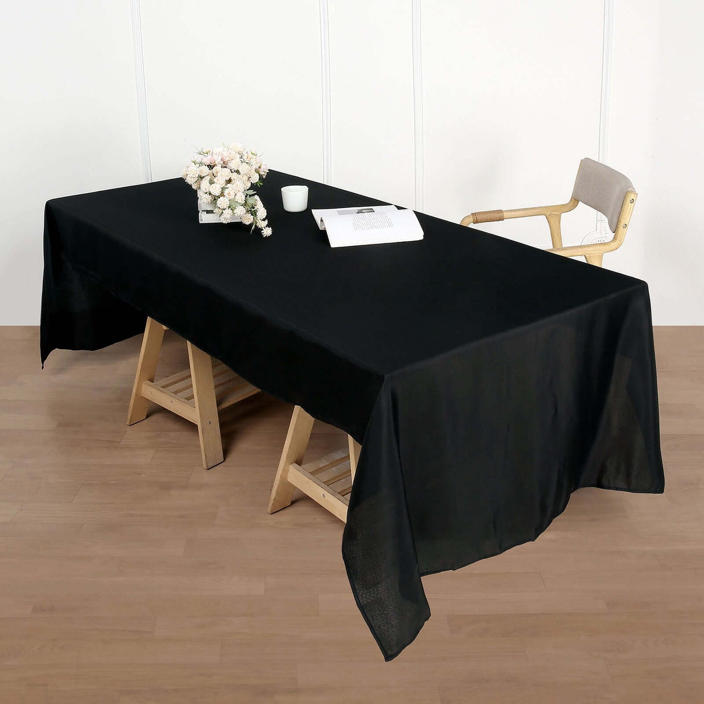Polyester 50"x120" Rectangle Tablecloth Black - Wrinkle - Resistant Table Cover - Linen Luxes