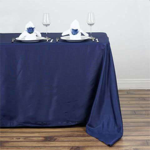Polyester 50"x120" Rectangle Tablecloth Navy Blue - Wrinkle - Resistant Table Cover - Linen Luxes