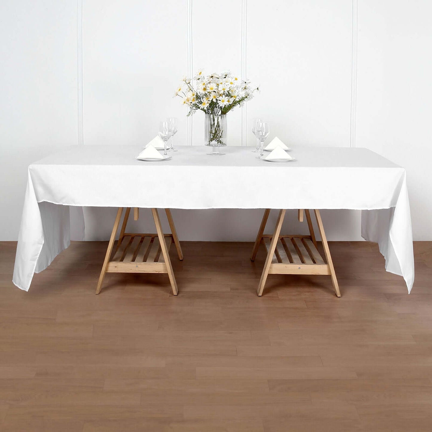 Polyester 50"x120" Rectangle Tablecloth White - Wrinkle - Resistant and Sleek for Everyday Use - Linen Luxes