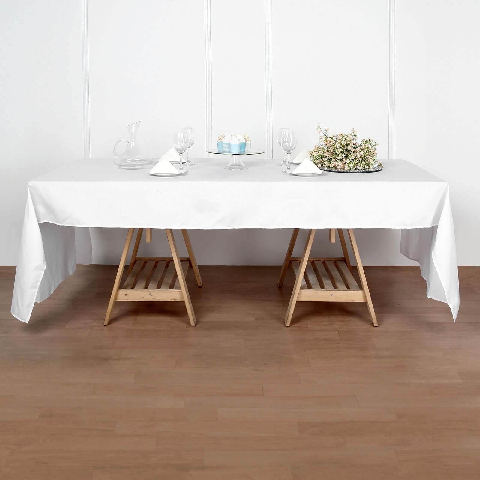 Polyester 50"x120" Rectangle Tablecloth White - Wrinkle - Resistant and Sleek for Everyday Use - Linen Luxes