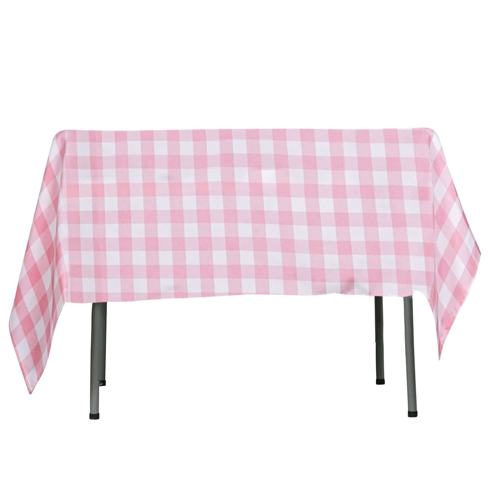 Polyester 54"x54" Square Tablecloth White Rose Quartz - Checkered Buffalo Plaid Design for Casual Table Settings - Linen Luxes
