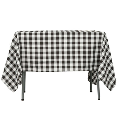 Polyester 54"x54" Square Tablecloth White/Black - Checkered Buffalo Plaid Design for Casual Table Settings - Linen Luxes